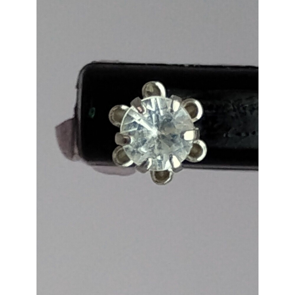 14k White Gold Floral Stud Earrings - Round 3.4mm Gem Buttercup Pierced